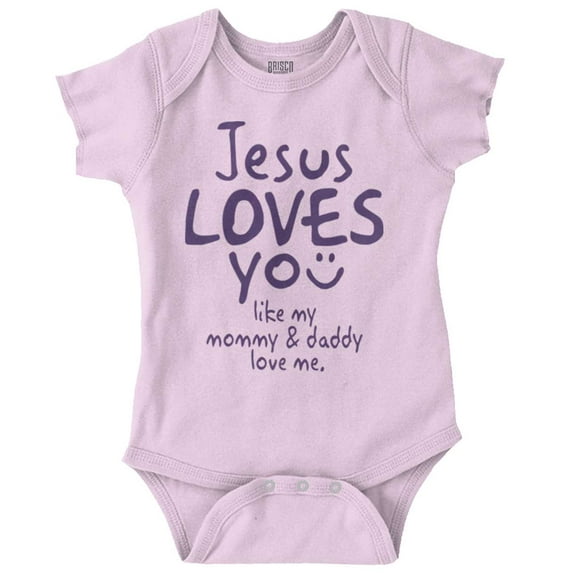 Jesus Loves You Christian Religious Romper Boys or Girls Infant Baby Brisco Brands NB