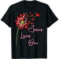 thumbnail image 1 of Jesus Loves You, Dandelion Blowing Hearts Christian T-Shirt, 1 of 4