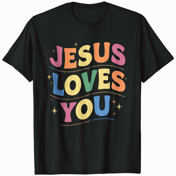 Jesus Loves You Heart Cross Christian Faith Inspirational T-Shirt
