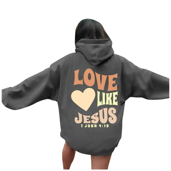 Jesus Loves You Hoodie Christian Sweatshirts Hoodies Sweatshirt Sweater Top Pullover for Women Men, Size L