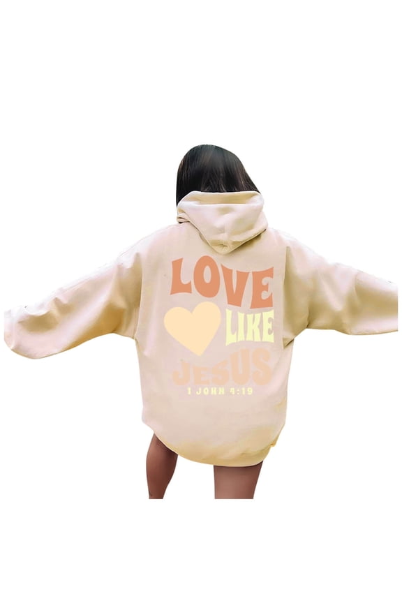 Jesus Loves You Hoodie Christian Sweatshirts Hoodies Sweatshirt Sweater Top Pullover for Women Men, Size S