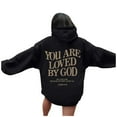 thumbnail image 1 of Jesus Loves You Hoodie Christian Faith Sweatshirts Gift for Women Men Oversized Long Sleeve Pullover Tops Y2K Streetwear, Black, 1 of 5