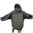 thumbnail image 1 of Jesus Loves You Hoodie Christian Faith Sweatshirts Gift for Women Men Oversized Long Sleeve Pullover Tops Y2K Streetwear, Dark Gray, 1 of 5