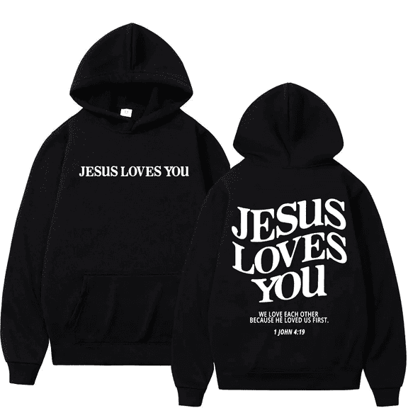 Jesus Loves You Hoodie Men Womens Christian Graphic Cute Hoodies Faith Sweatshirt Casual Tops Size S-3XL