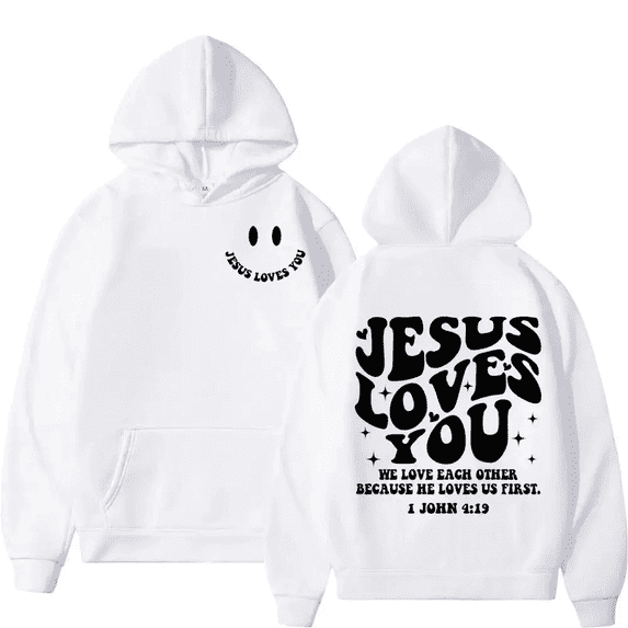 Jesus Loves You Hoodie Men Womens Christian Graphic Cute Hoodies Faith Sweatshirt Casual Tops Size S-3XL