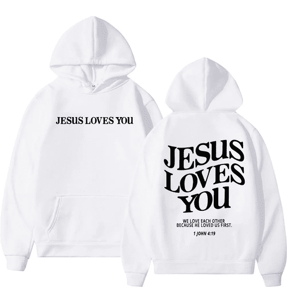 Jesus Loves You Hoodie Men Womens Christian Graphic Cute Hoodies Faith Sweatshirt Casual Tops Size S-3XL