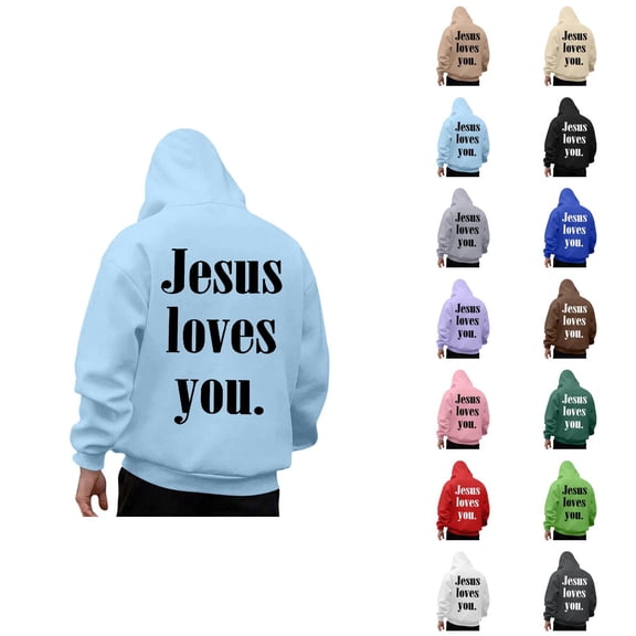 Jesus Loves You Hoodies for Men 2025 Christian Hooded Sweatshirt with Pockets Jesus Hoodie Pullover Hoody Mens Hoodies