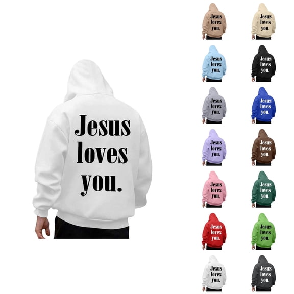 Jesus Loves You Hoodies for Men 2025 Christian Hooded Sweatshirt with Pockets Jesus Hoodie Pullover Hoody Mens Hoodies