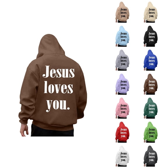 Jesus Loves You Hoodies for Men 2025 Christian Hooded Sweatshirt with Pockets Jesus Hoodie Pullover Hoody Mens Hoodies