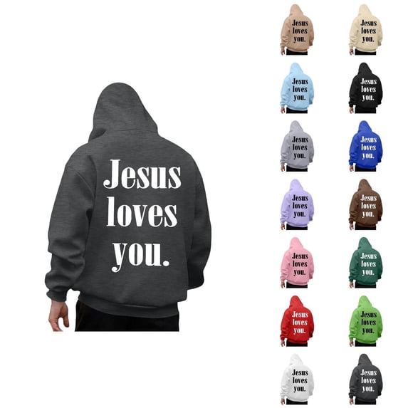 Jesus Loves You Hoodies for Men 2025 Christian Hooded Sweatshirt with Pockets Jesus Hoodie Pullover Hoody Mens Hoodies