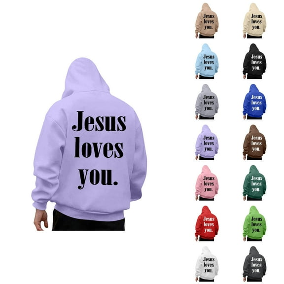 Jesus Loves You Hoodies for Men 2025 Christian Hooded Sweatshirt with Pockets Jesus Hoodie Pullover Hoody Mens Hoodies