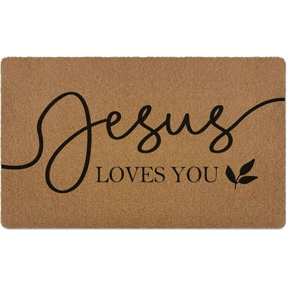 Jesus Loves You Mats for Front Door Entry Front Porch Doormat Non-Slip Carpet Rugs Floor Mat Decorative for Home Bathroom Kitchen Indoor 16x24 Inch