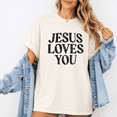 thumbnail image 1 of Jesus Loves You Retro T-shirt Bible Inspired Vintage Graphic Tshirt Christian Faith Based Apparel Religious Youth Group Shirt, 1 of 7