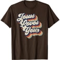 thumbnail image 1 of Jesus Loves You Retro Vintage Style Graphic Design Unisex T-Shirt for Men Women Kids ,Dark Chocolate Color,Size YXL, 1 of 5