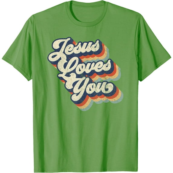 Jesus Loves You Retro Vintage Style Graphic Design Unisex T-Shirt for Men Women Kids ,Lime Color,Size YM