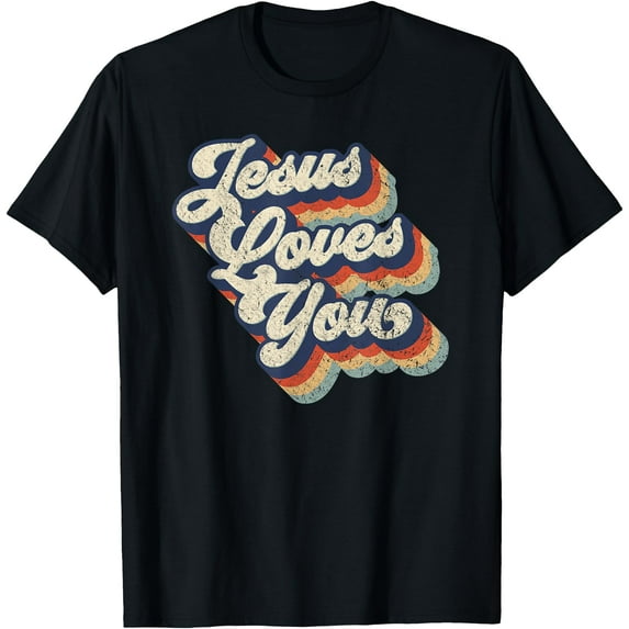 Jesus Loves You Retro Vintage Style Graphic Design Unisex T-Shirt for Men Women Kids