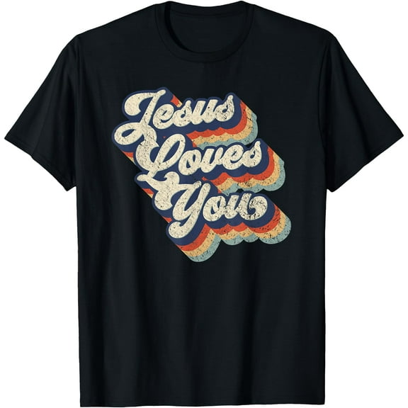 Jesus Loves You Retro Vintage Style Graphic Design Unisex T-Shirt for Men Women Kids
