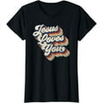 thumbnail image 1 of Jesus Loves You Retro Vintage Style Graphic Design Womens T-Shirt, 1 of 3