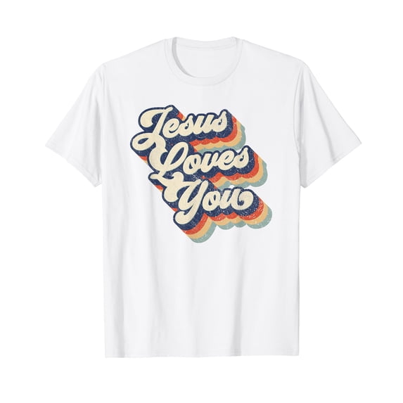 Jesus Loves You Retro Vintage Style Graphic Design Womens T-Shirt