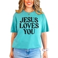 thumbnail image 1 of Jesus Loves You Shirt for Women Christian Faith Easter Inspirational Distressed Tee Seafoam Shirt Adult Medium, 1 of 7