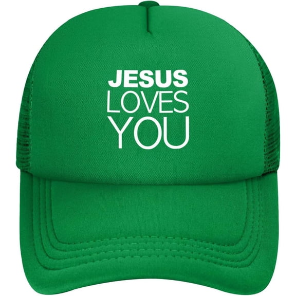 Jesus Loves You Trucker Hat Men Mesh Baseball Cap Cowboy Hat Women Sun Hat Dad Cap Fishing hat Black
