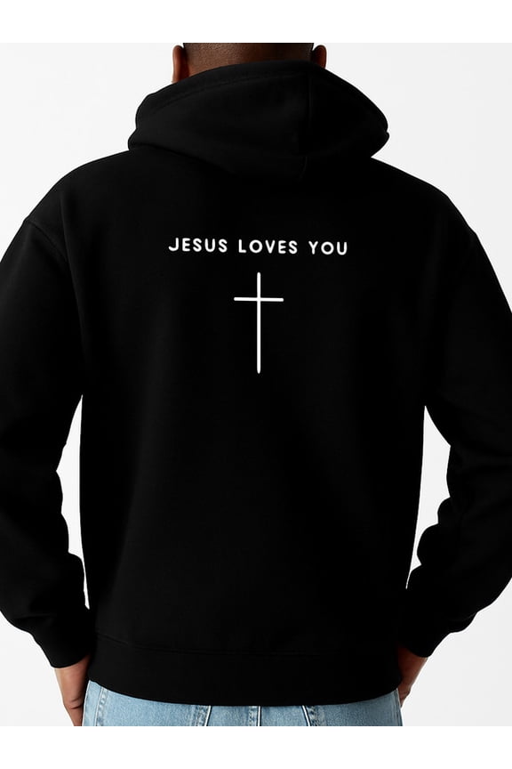 Jesus Loves You hoodies for men sweater hoodie black Everyday & Formal Wear streetwear Unique Design Unisex Shirt Cotton tshirts Classic Unisex Shirt Graphic tshirts Basic Unisex Shirt Cotton tshirts