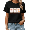 thumbnail image 1 of Jesus Made Her A Mama Christian Coquette Bow Graphic Tees Womans Tshirt Shirts Black/White S-5XL Tops, 1 of 4
