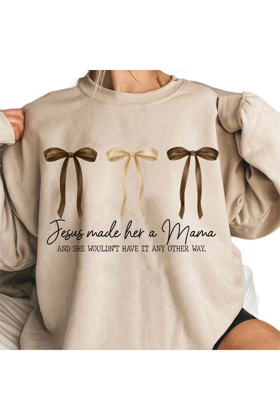 Jesus Made Her a Mama Sweatshirt – Christian Mom Life Crewneck, Trendy Faith-Based Pullover for Everyday Comfort, Soft & Cozy All-Season Apparel