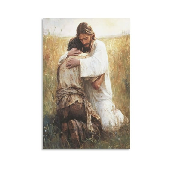 Jesus And Man Wall Art - Jesus Healing Man Painting - Bible Jesus Christ Art Wall Art Poster Scroll Canvas Painting Picture Living Room Decor Home 12x18inch(30x45cm)