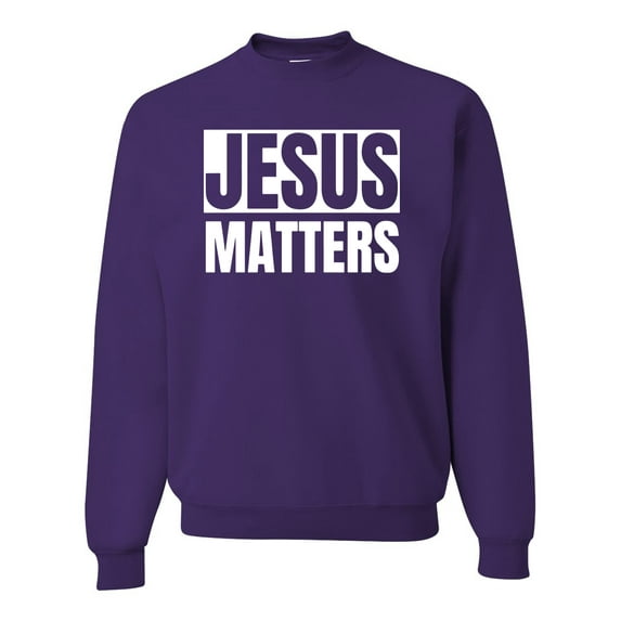 Jesus Matters Christian Love God Church | Mens Inspirational/Christian Crewneck Graphic Sweatshirt, Purple, X-Large