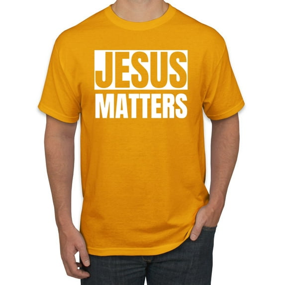 Jesus Matters Christian Love God Church | Mens Inspirational/Christian Graphic T-Shirt, Gold, X-Large
