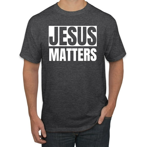 Jesus Matters Christian Love God Church | Mens Inspirational/Christian Graphic T-Shirt, Heather Black, 2XL