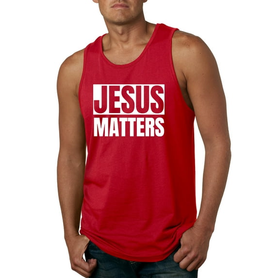 Jesus Matters Christian Love God Church | Mens Inspirational/Christian Graphic Tank Top, Red, 2XL