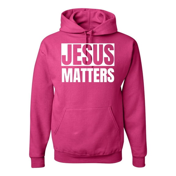 Jesus Matters Christian Love God Church | Mens Inspirational/Christian Hooded Sweatshirt Graphic Hoodie, Fuschia, Small