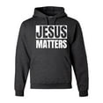 thumbnail image 1 of Jesus Matters Christian Love God Church | Mens Inspirational/Christian Hooded Sweatshirt Graphic Hoodie, Heather Black, Large, 1 of 3