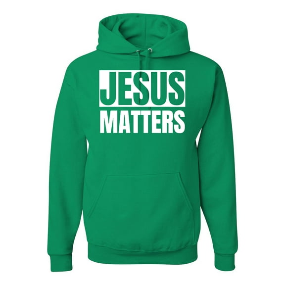 Jesus Matters Christian Love God Church | Mens Inspirational/Christian Hooded Sweatshirt Graphic Hoodie, Kelly, X-Large