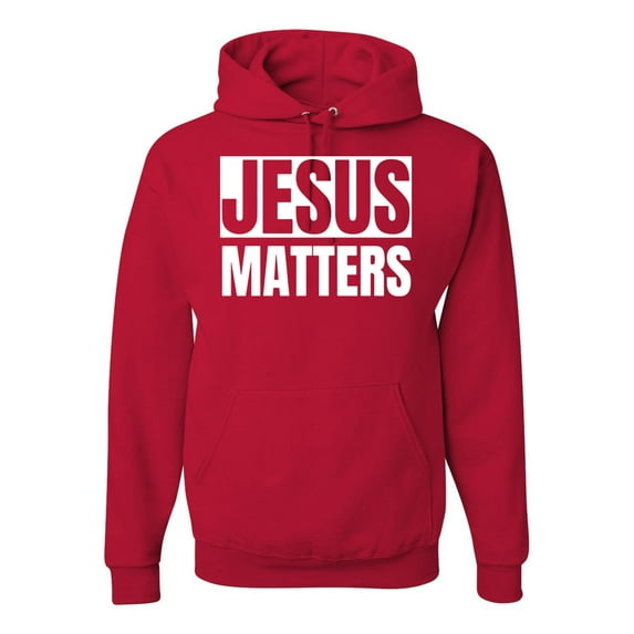 Jesus Matters Christian Love God Church | Mens Inspirational/Christian Hooded Sweatshirt Graphic Hoodie, Red, 3XL