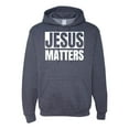 thumbnail image 1 of Jesus Matters Christian Love God Church | Mens Inspirational/Christian Hooded Sweatshirt Graphic Hoodie, Vintage Heather Navy, Large, 1 of 3