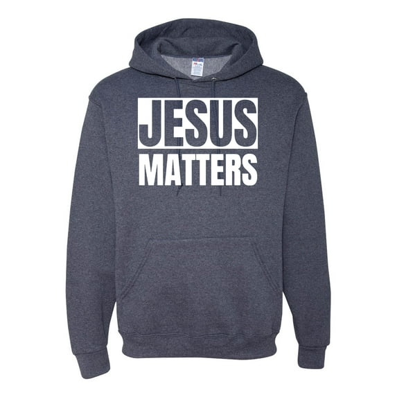 Jesus Matters Christian Love God Church | Mens Inspirational/Christian Hooded Sweatshirt Graphic Hoodie, Vintage Heather Navy, Large