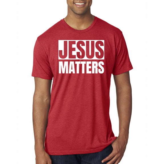 Jesus Matters Christian Love God Church | Mens Inspirational/Christian Premium Tri Blend T-Shirt, Vintage Red, Medium
