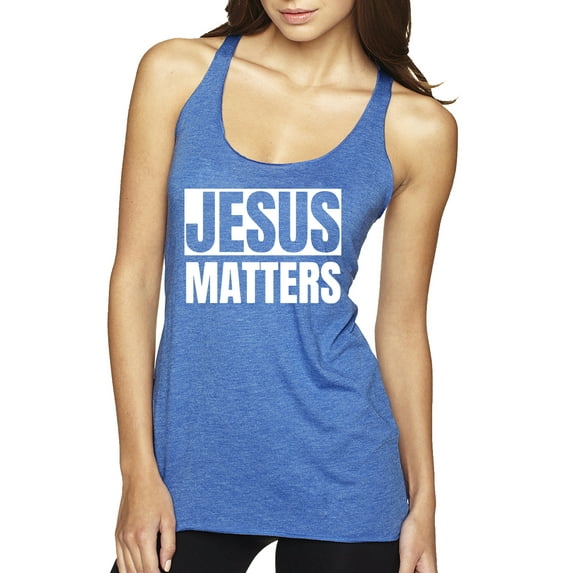 Jesus Matters Christian Love God Church | Womens Inspirational/Christian Premium Tri-Blend Racerback Tank Top, Vintage Royal, Medium