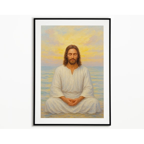 Jesus Meditating Savior Art Christian Wall Art Jesus Wall Decor, Unframed Canvas 8x10in