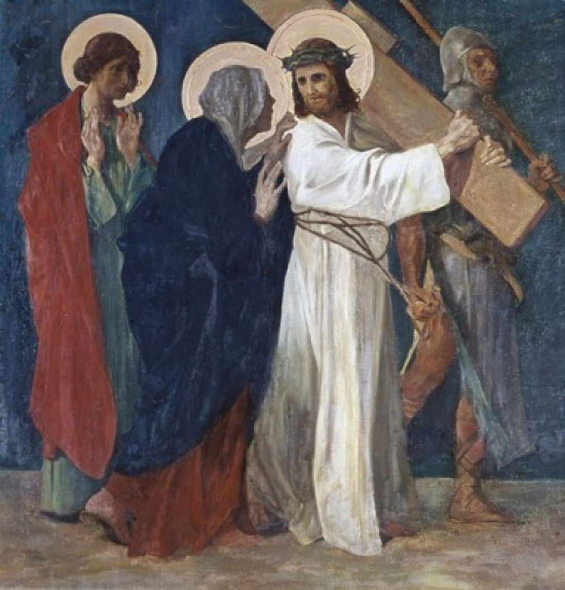 Jesus Meets His Mother (4th Station of the Cross) 1898 Martin Feuerstein (1856-1931 French) St Anna Church Munich Germany Canvas Art - Martin Feuerstein (18 x 24)