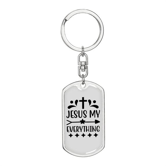 Jesus My Everything Stainless Steel or 18k Gold Premium Swivel Dog Tag Keychain