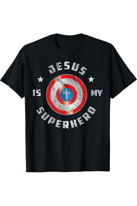 Jesus My Superhero Fun Christian Religious Faith Holiday Graphic Unisex T-Shirt, up to size 5XL