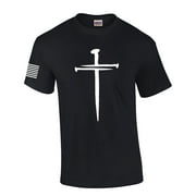 Jesus Nail Cross Coventry Cross of Nails Mens Christian Short Sleeve T-Shirt Graphic Tee-Black-small