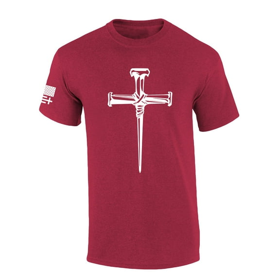 Jesus Nail Cross Coventry Cross of Nails Mens Christian Short Sleeve T-Shirt Graphic Tee-Heather Cardinal-medium