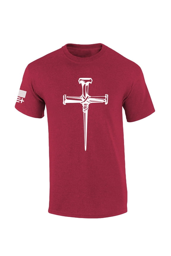 Jesus Nail Cross Coventry Cross of Nails Mens Christian Short Sleeve T-Shirt Graphic Tee-Heather Cardinal-xxl