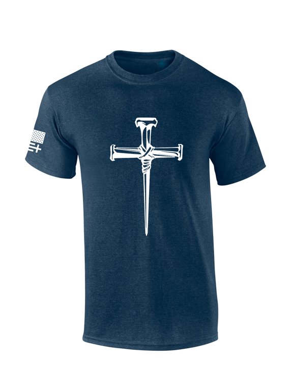 Jesus Nail Cross Coventry Cross of Nails Mens Christian Short Sleeve T-Shirt Graphic Tee-Heather Navy-xl