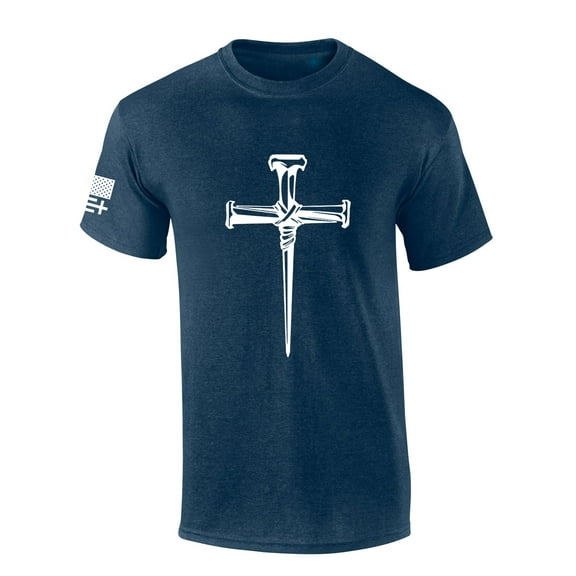 Jesus Nail Cross Coventry Cross of Nails Mens Christian Short Sleeve T-Shirt Graphic Tee-Heather Navy-xxxl
